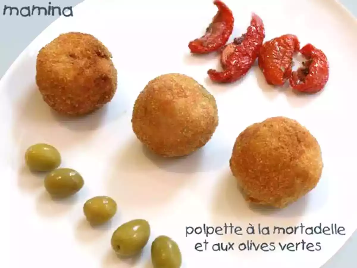 Polpette ou boulettes à la mortadelle et aux olives vertes Venise