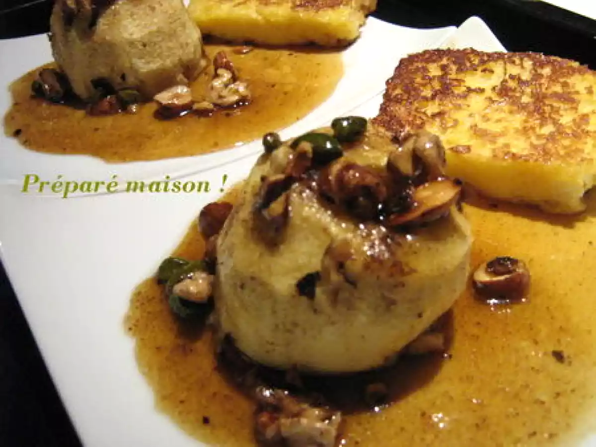 Pomme au four, caramel aux épices et fruits secs, brioche perdue