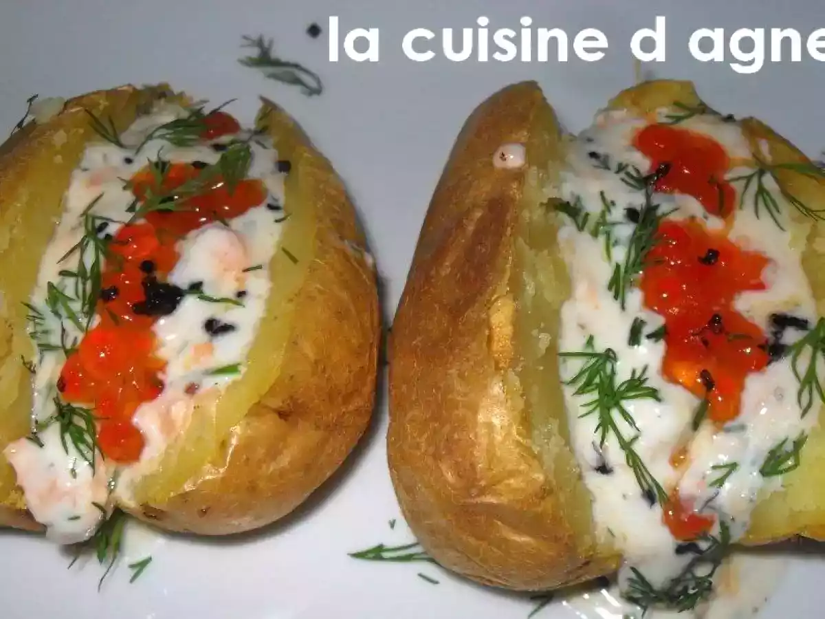 Pommes de terre farcies à la crème saumonée à l'aneth