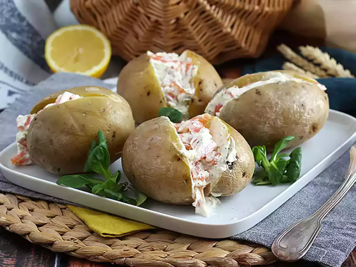 Pommes de terre farcies au saumon fumé et fromage frais - photo 4