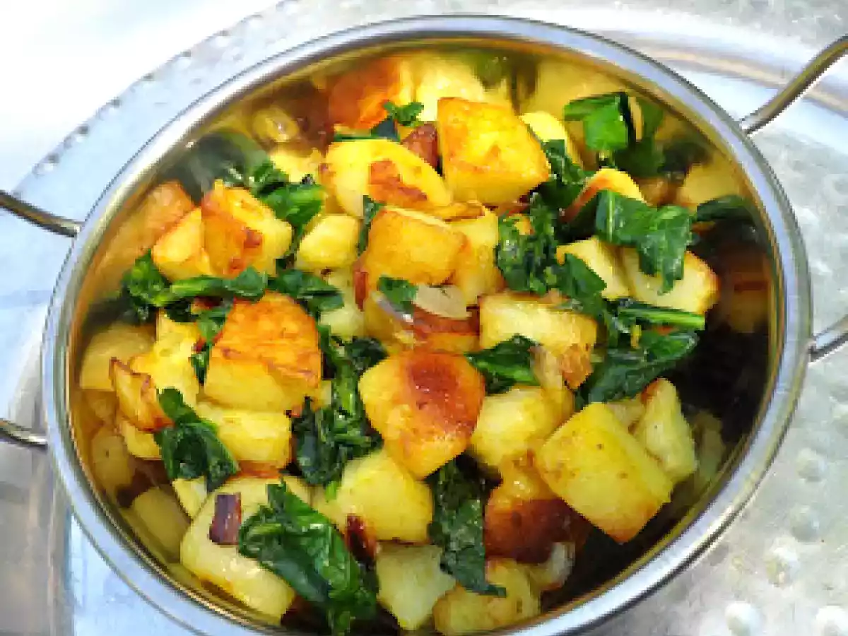 Pommes de terre sautées aux épinards, beurre au laurier frais