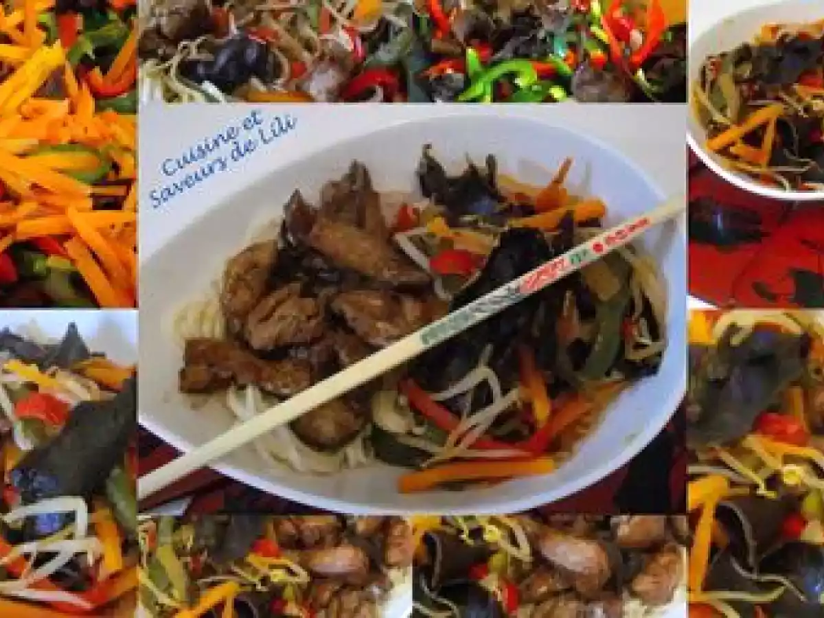 Porc au caramel et légumes sautés au wok