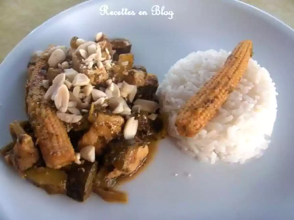 PORC THAI AUX MINI EPIS DE MAIS, COURGETTE ET AUBERGINE - photo 2