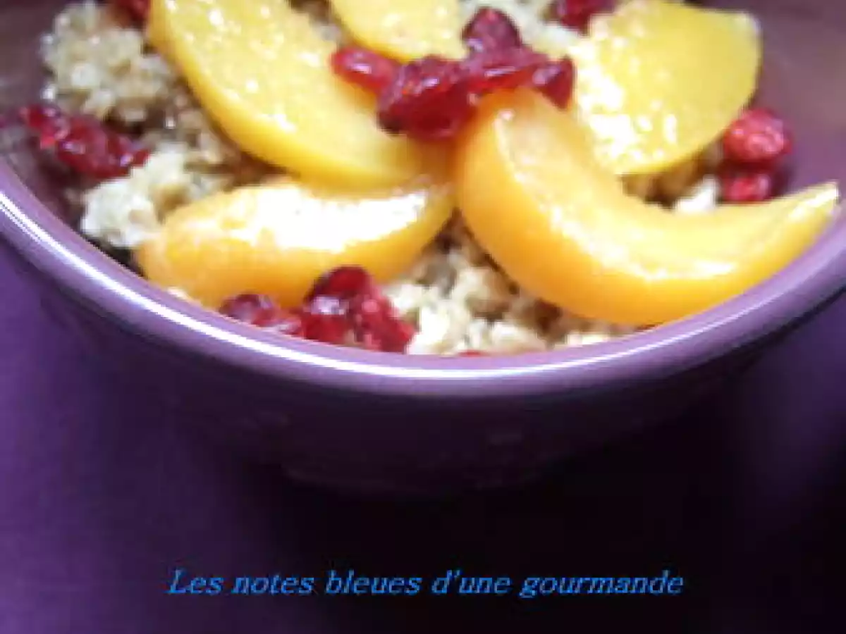 Porridge aux pêches, cranberries et amandes
