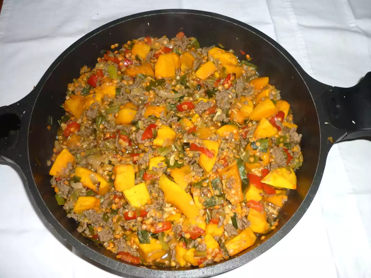 Potimarron et lentilles corail