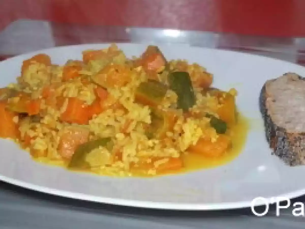 Potiron au riz et aux lentilles