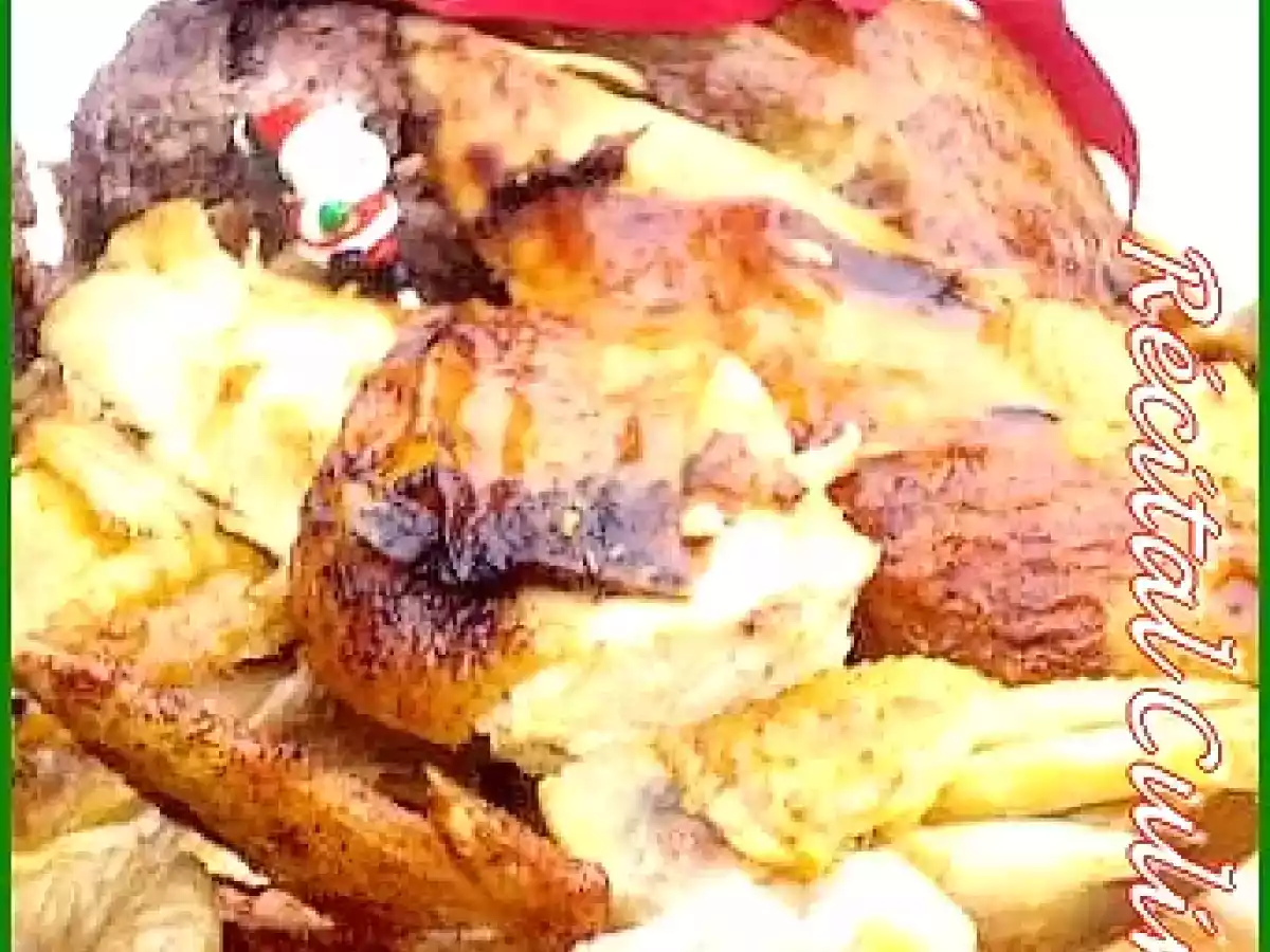 Poularde rôtie au monbazillac, farce forestière aux figues et au foie gras