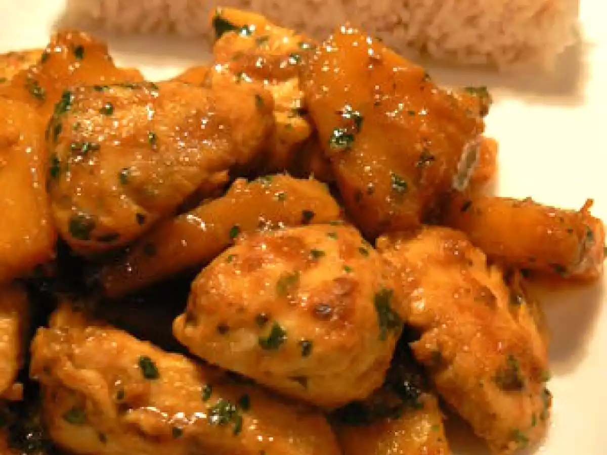 Poulet à l'ananas, marinade citron - miel