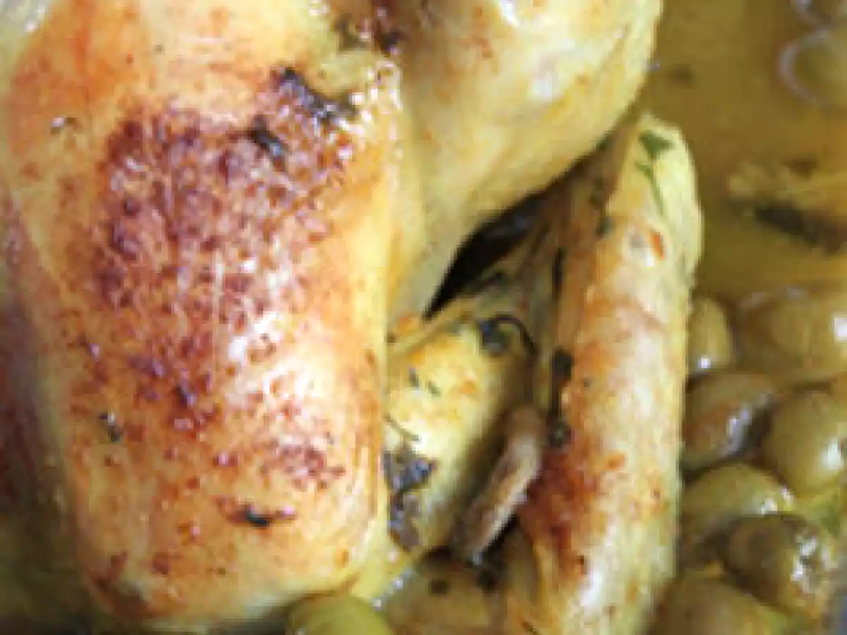 Poulet à la marocaine farçi aux vermicelles chinoises et champignons