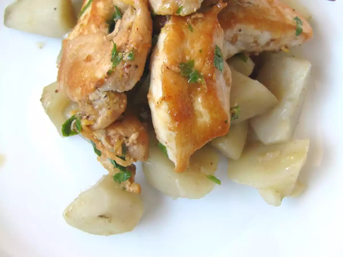 POULET A LA REGLISSE POELEE DE TOPINAMBOURS