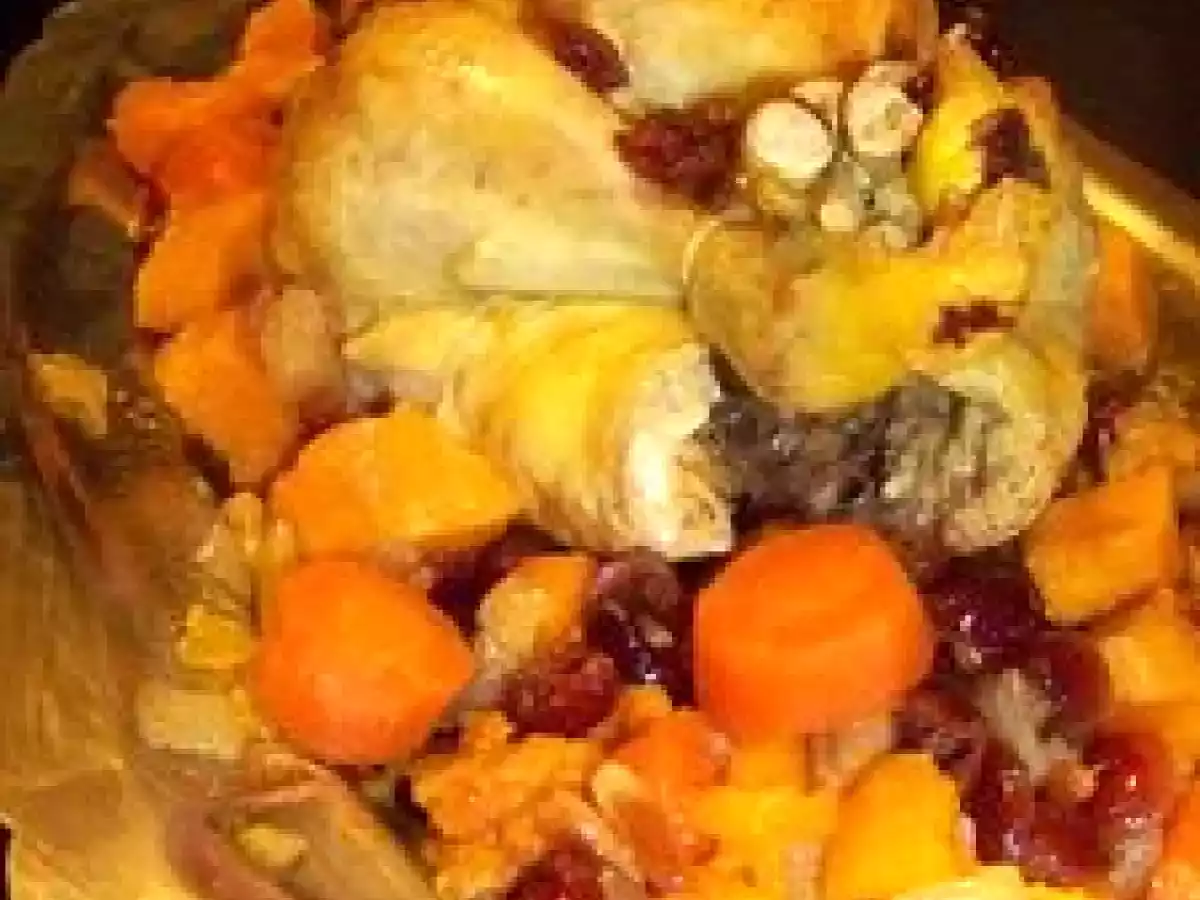 Poulet aux patates douces et canneberges