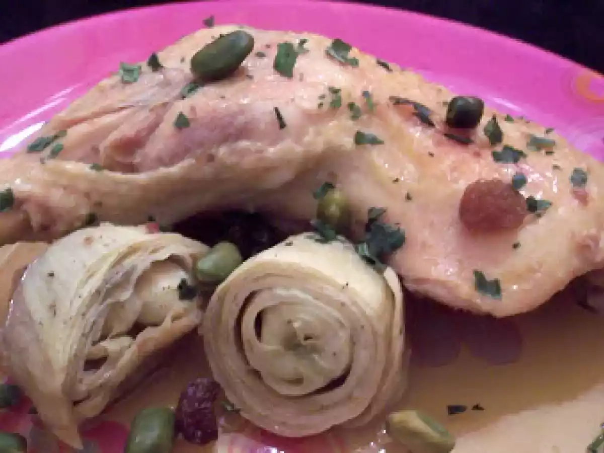 Poulet aux pistaches et coeurs d'artichauts