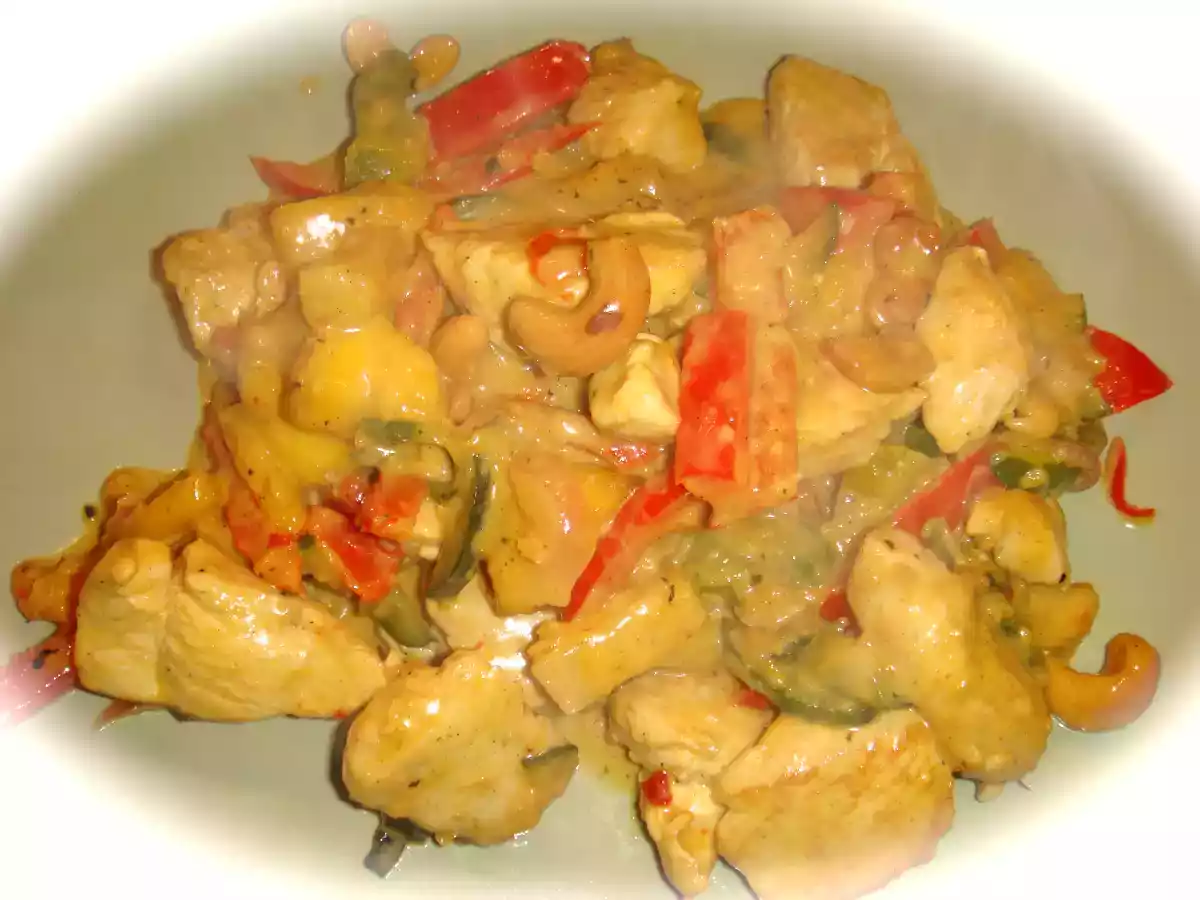 Poulet coco-curry au wok