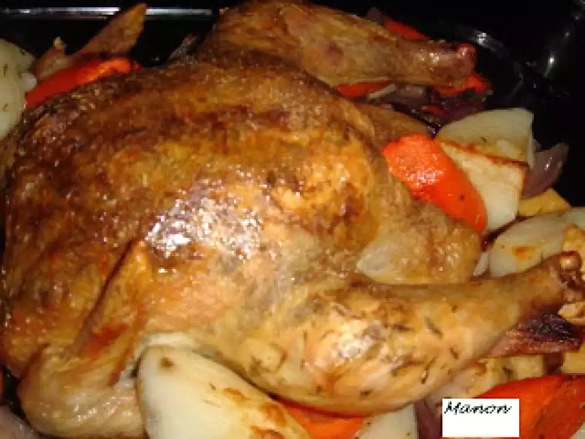 Poulet et légumes rôtis aux herbes, sauce au vin blanc - photo 2