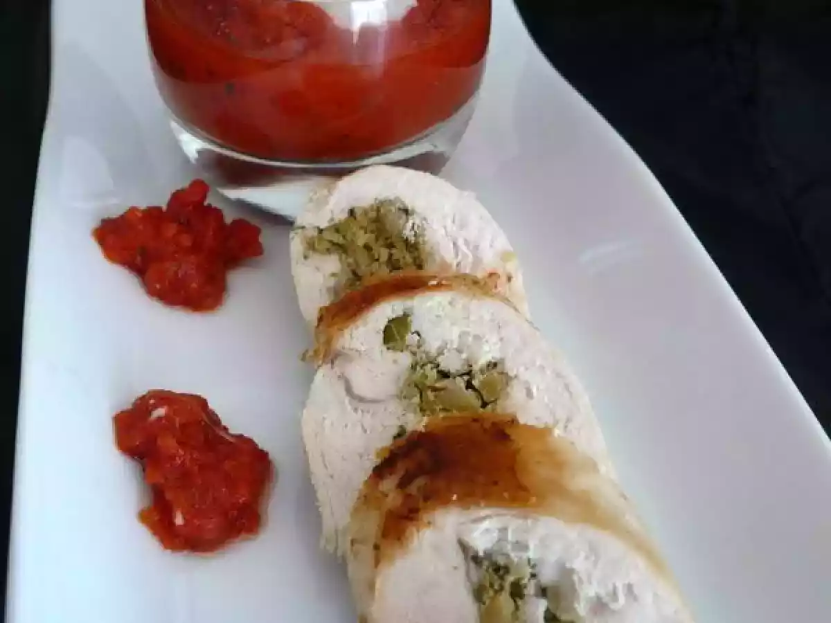 Poulet farci à la Tapenade et son coulis de Tomate