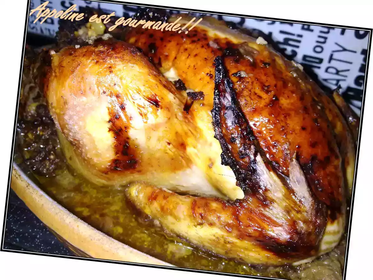 Poulet farci aux pommes et aux noix