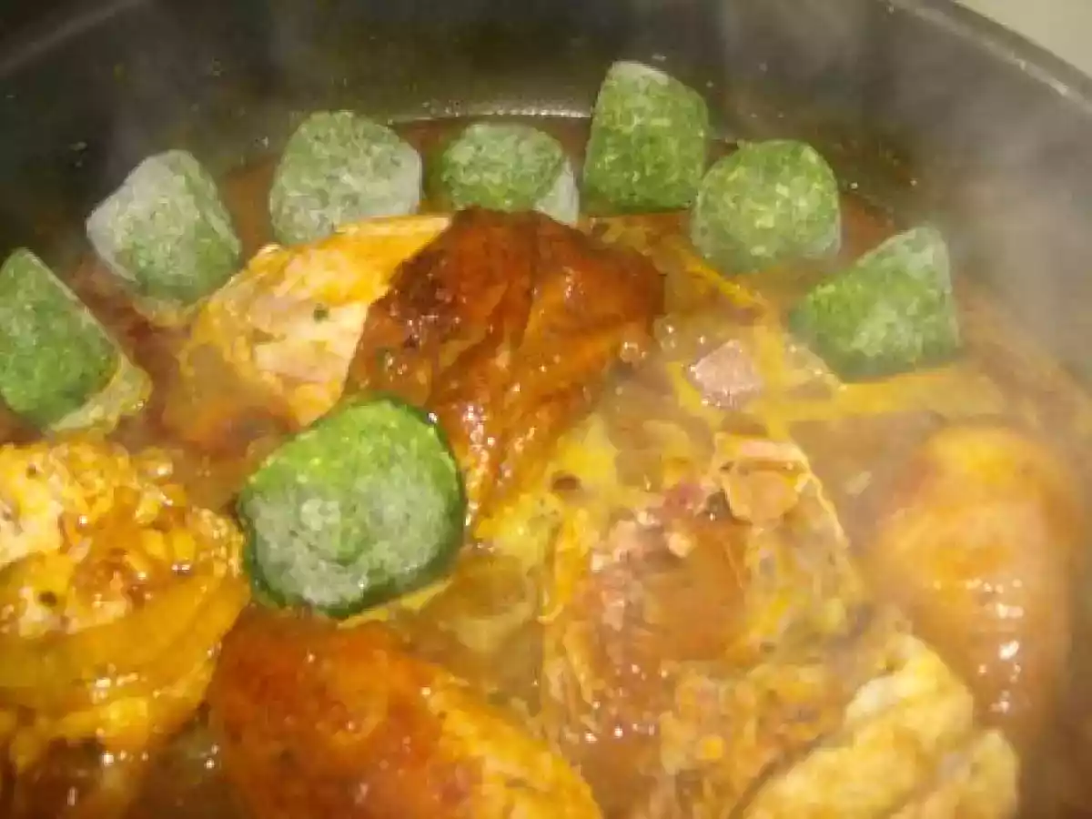 Poulet fume sauce graine aux epinards