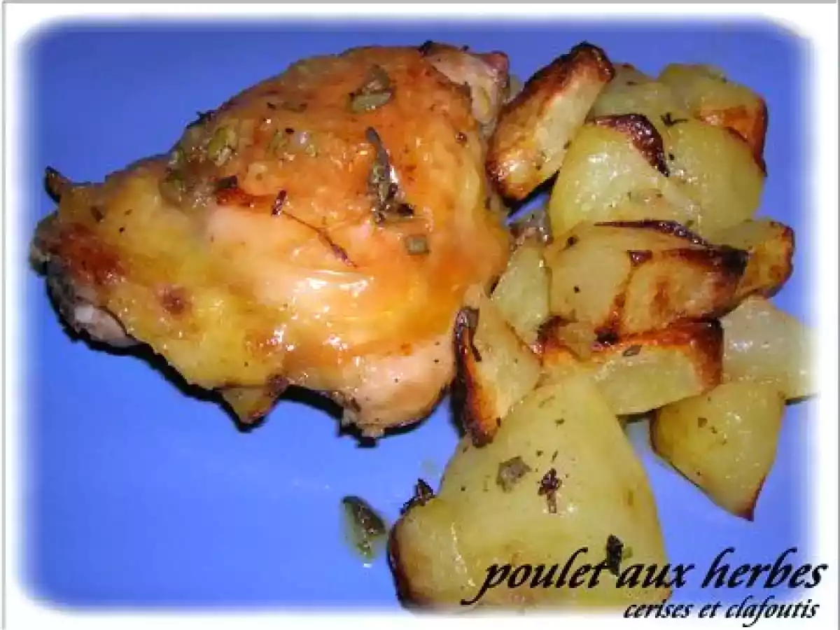 POULET MARINE AUX HERBES ET GRILLE et POMME DE TERRE AU FOUR