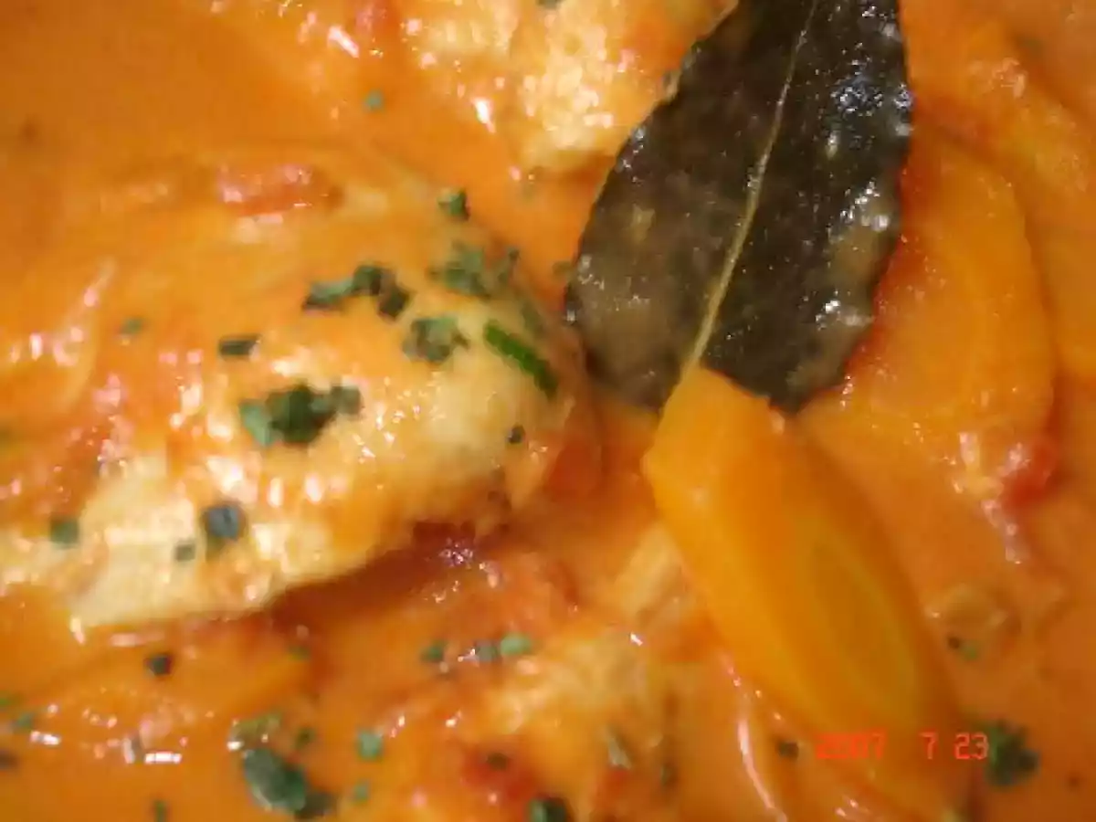 Poulet tomate crème au vin blanc