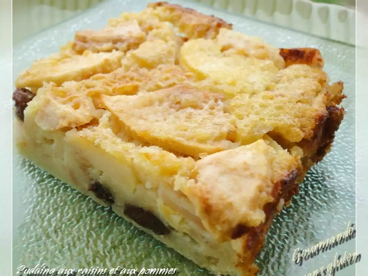 Pudding pommes raisins sans gluten ou comment utiliser un pain raté.