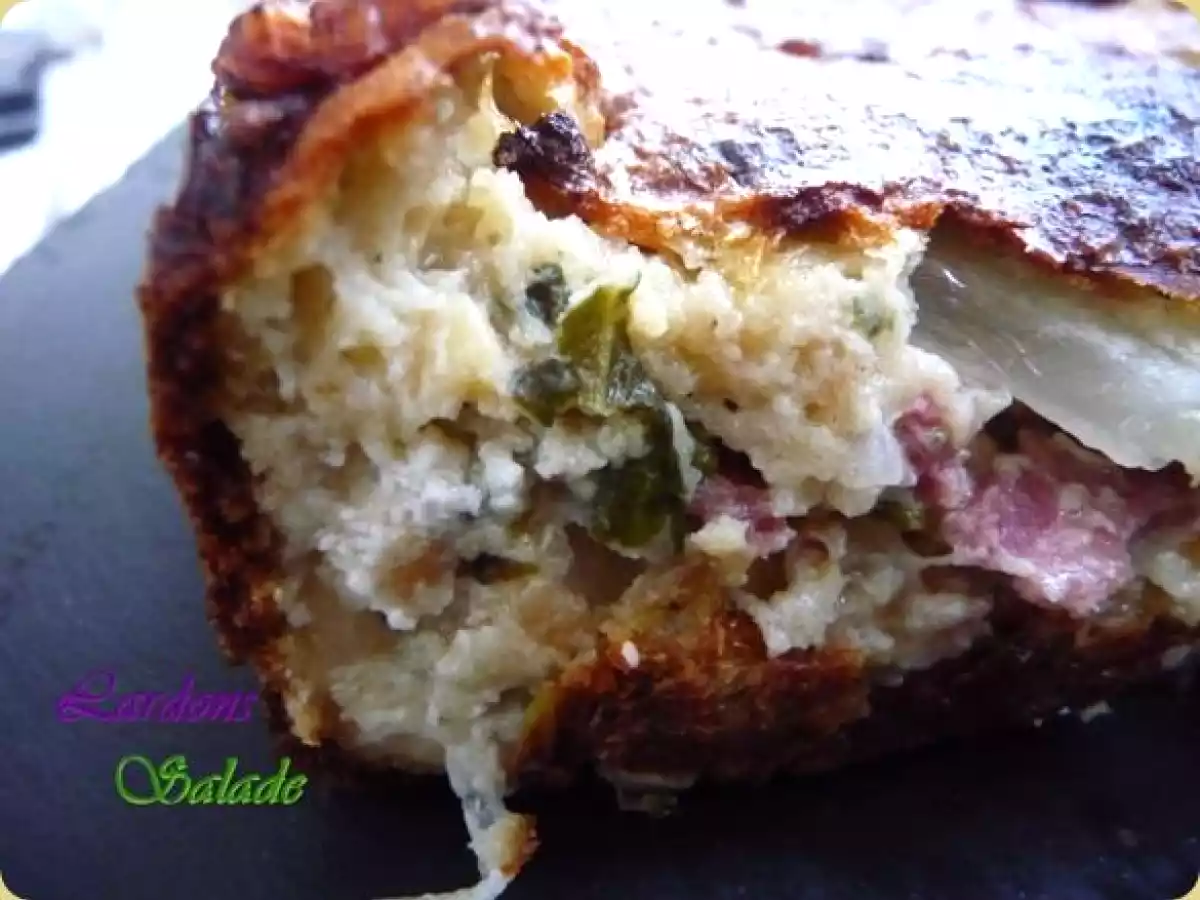 Pudding salé lardons salade - photo 2