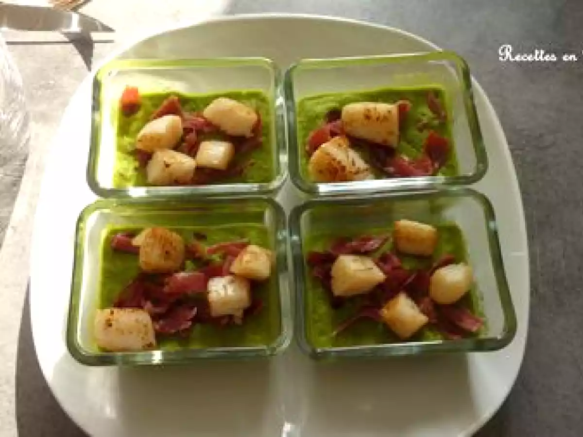 PUREE DE PETITS POIS AU BACON ET AUX SAINT-JACQUES - photo 2