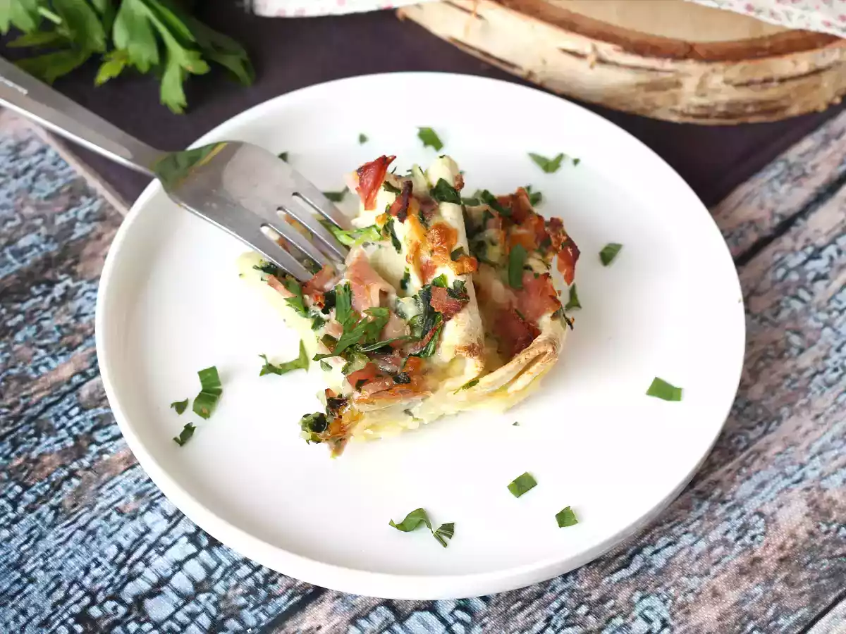 Que faire avec des tortillas? Gratin au jambon, épinards et mozzarella façon crinkle cake - photo 2