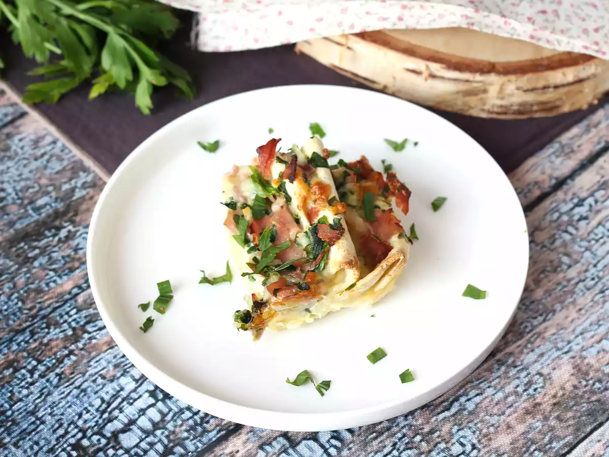 Que faire avec des tortillas? Gratin au jambon, épinards et mozzarella façon crinkle cake - photo 4