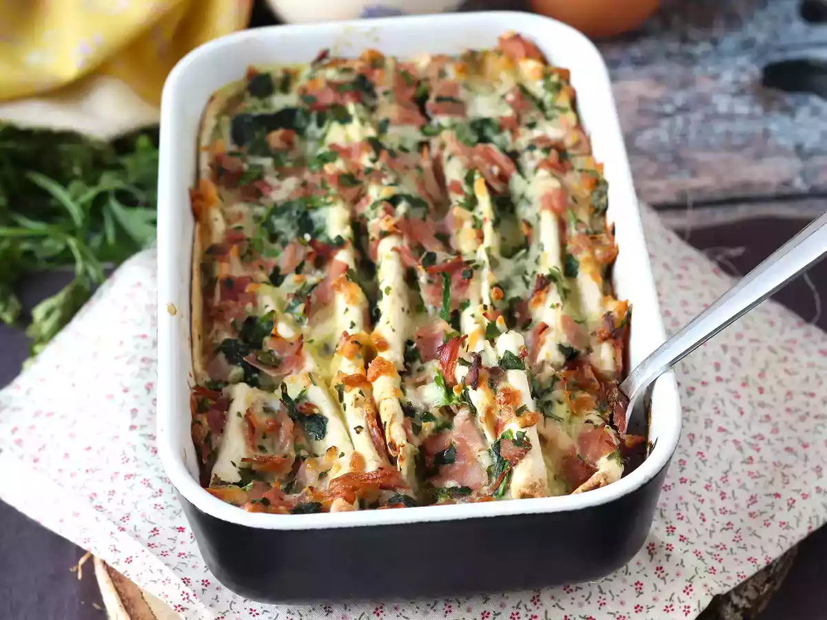 Que faire avec des tortillas? Gratin au jambon, épinards et mozzarella façon crinkle cake - photo 8