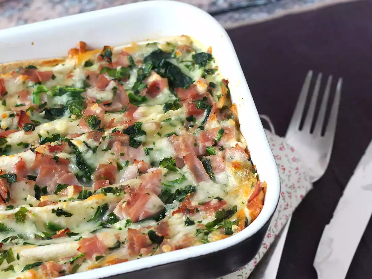 Que faire avec des tortillas? Gratin au jambon, épinards et mozzarella façon crinkle cake - photo 9