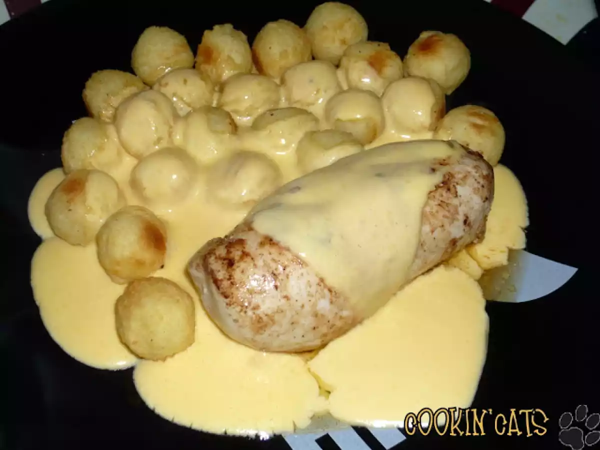 QUENELLE DE POULET AU BACON ET SA SAUCE AU CHEDDAR - photo 2