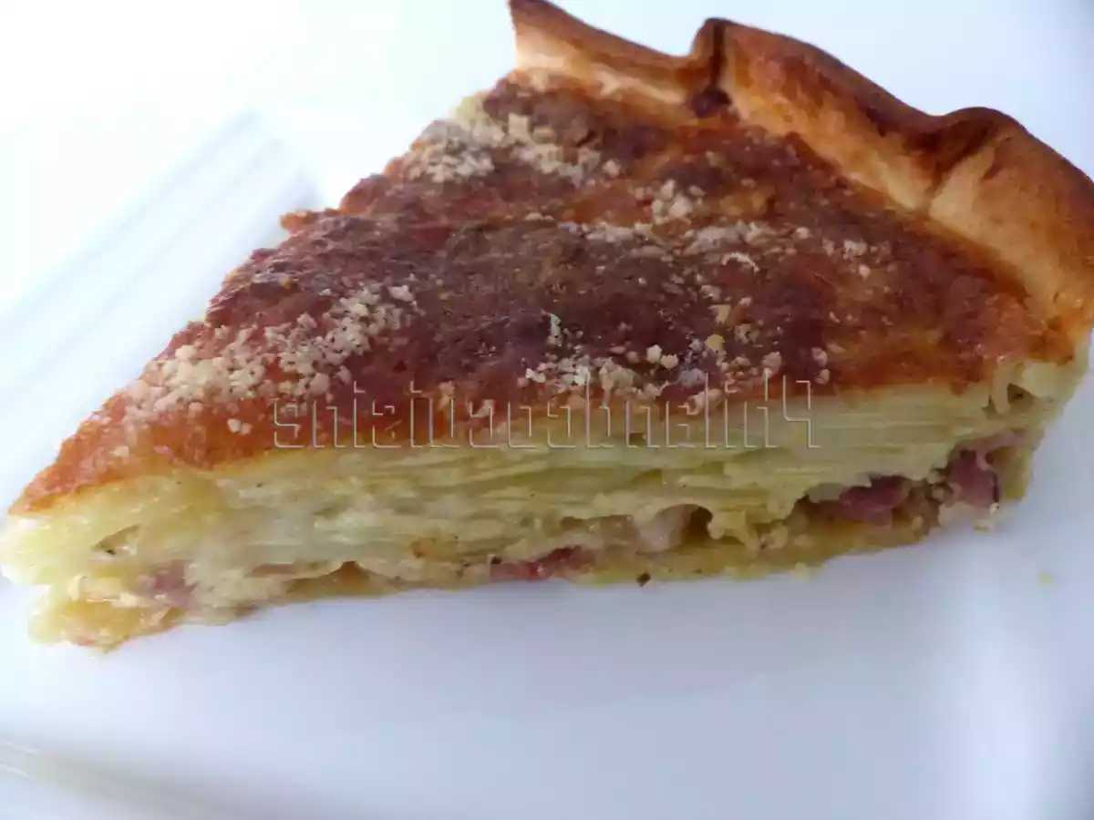 Quiche à la cancoillotte, pommes de terre et lardons