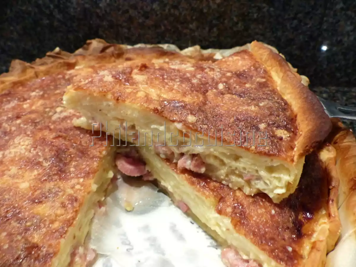 Quiche à la cancoillotte, pommes de terre et lardons - photo 2