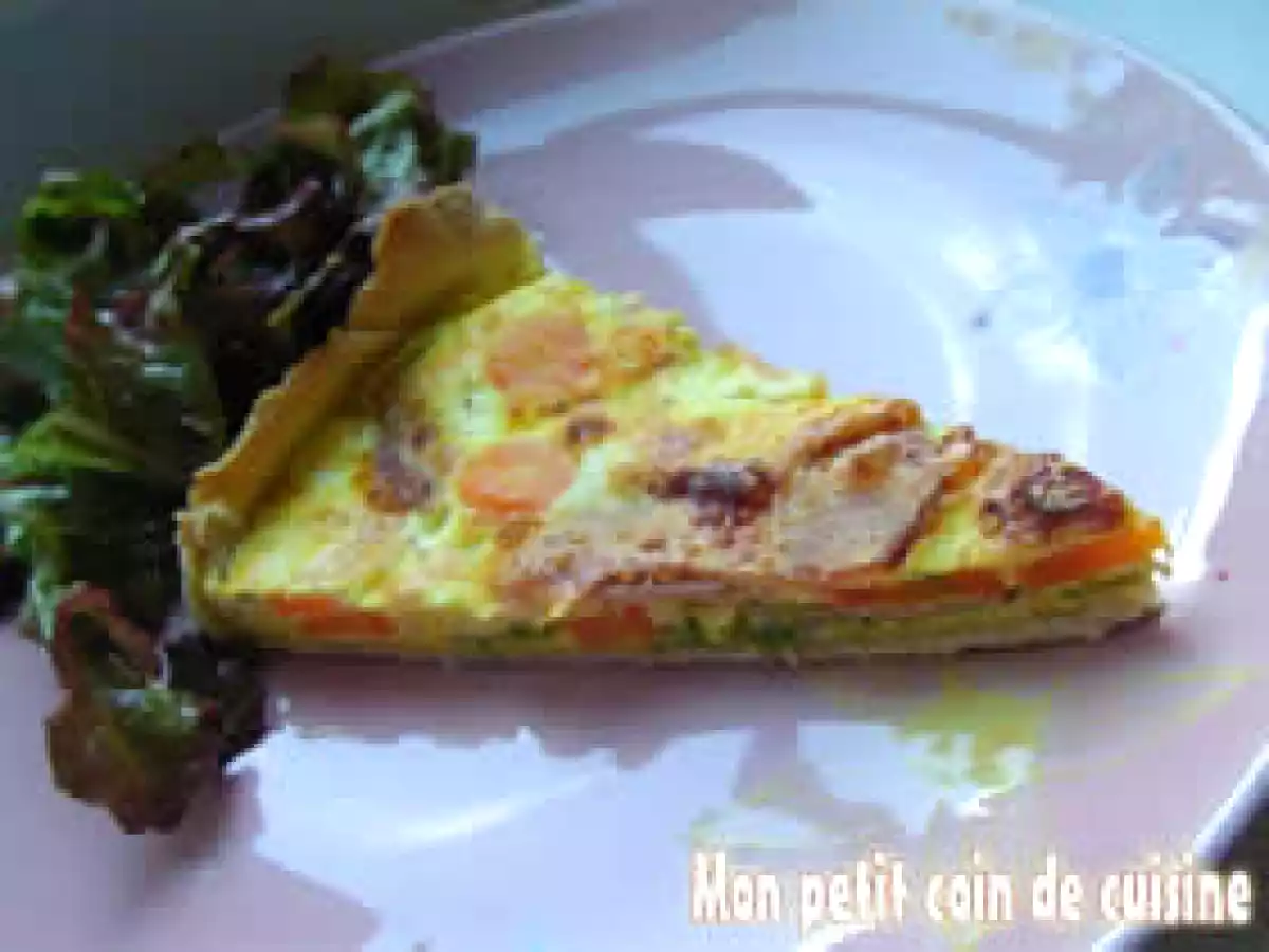 Quiche aux carottes et aux pois gourmands (sans lait de vache)