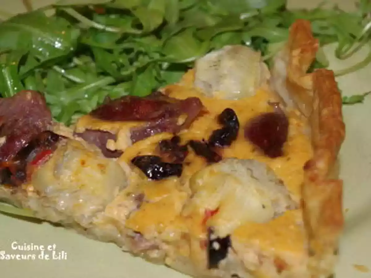 Quiche aux gésiers de canard et coeurs d'artichaut