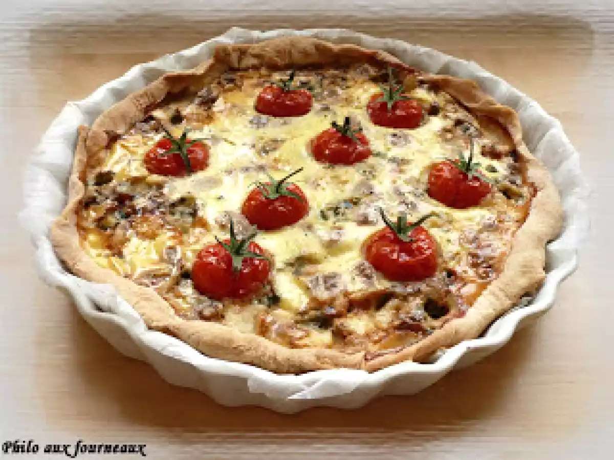 Quiche roquefort, noix & tomates cerises
