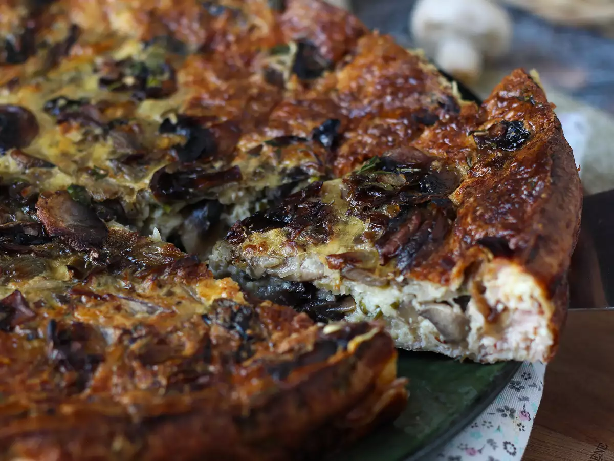 Quiche sans pâte aux champignons, bacon et cottage cheese - photo 4
