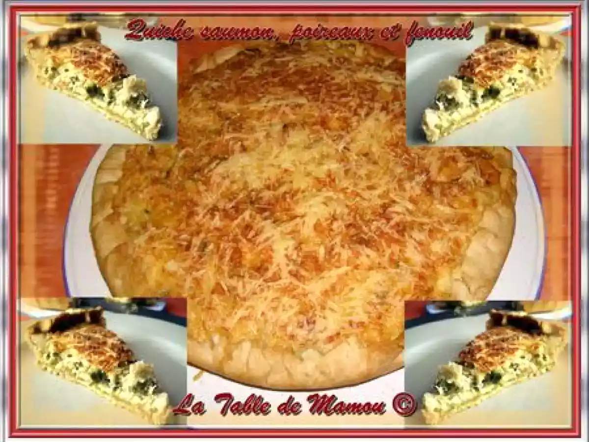 Quiche saumon, poireaux, fenouil et cives