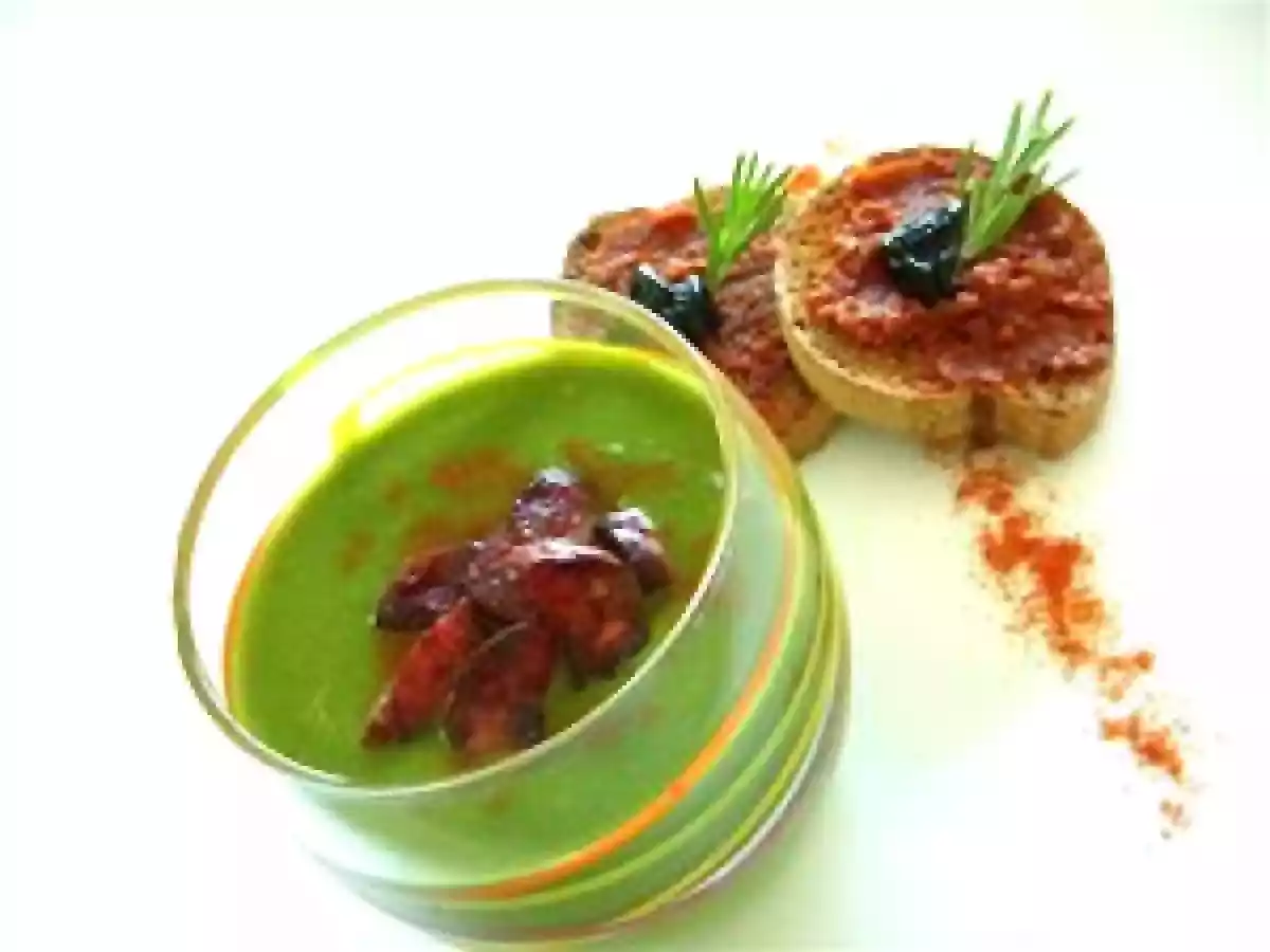 Quinzaine de la salade : Gaspacho de fèves et de laitue au cumin, lardons de chorizo - photo 2