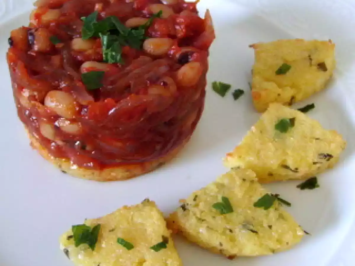 Ragoût d'haricots cornille et polenta grillée