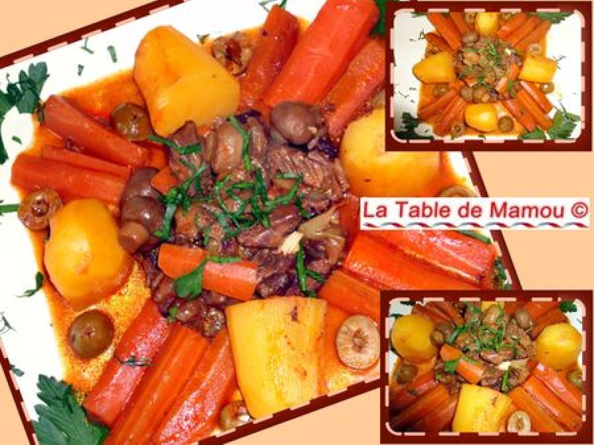 Recette de ragoût de boeuf aux olives et légumes
