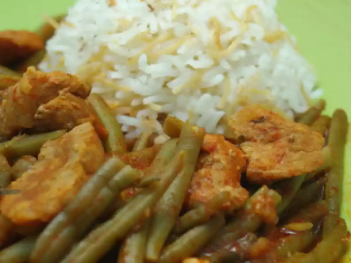 Ragoût de haricots à l'agneau et son riz / Roz w'fassouliyyé - photo 3