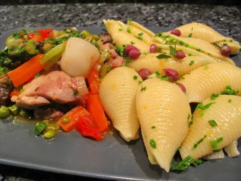 Ragoût de poulet aux petits légumes, pâtes citron-ciboulette, photo 2