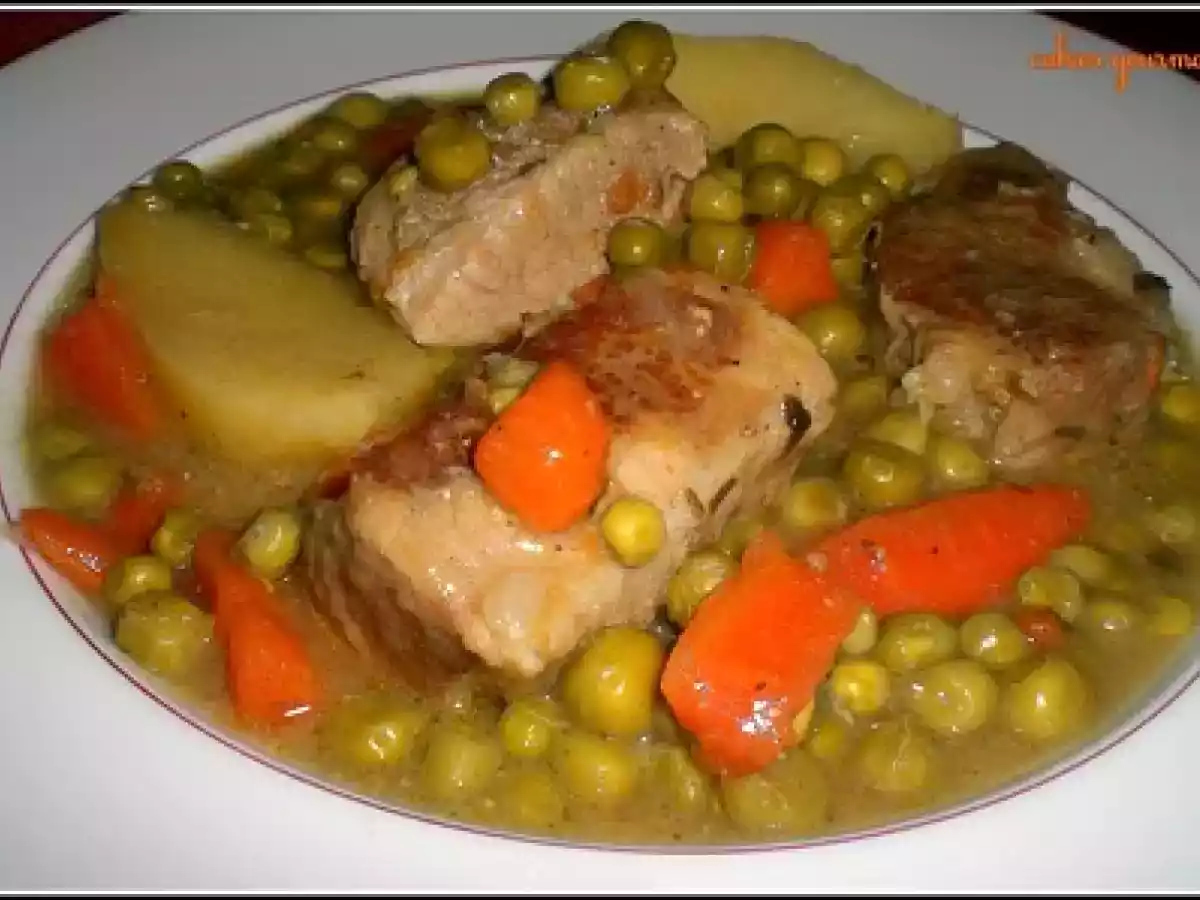 Ragoût de veau aux petits pois du jardin, recette de famille