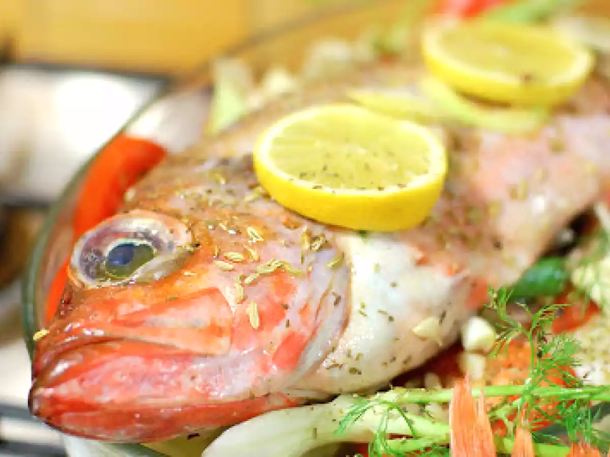 Rascasse au four sur lit de fenouil