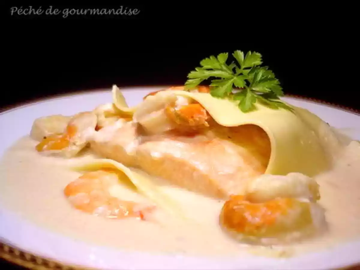 Raviole ouverte de saumon sauce aux coquillages et au Noilly - photo 2