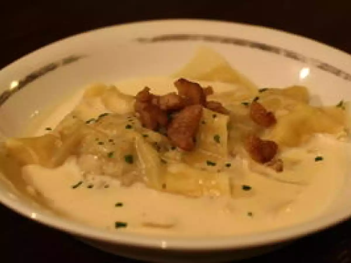 Ravioles au canard, partie 2: farce aux marrons, sauce veloutée au potiron