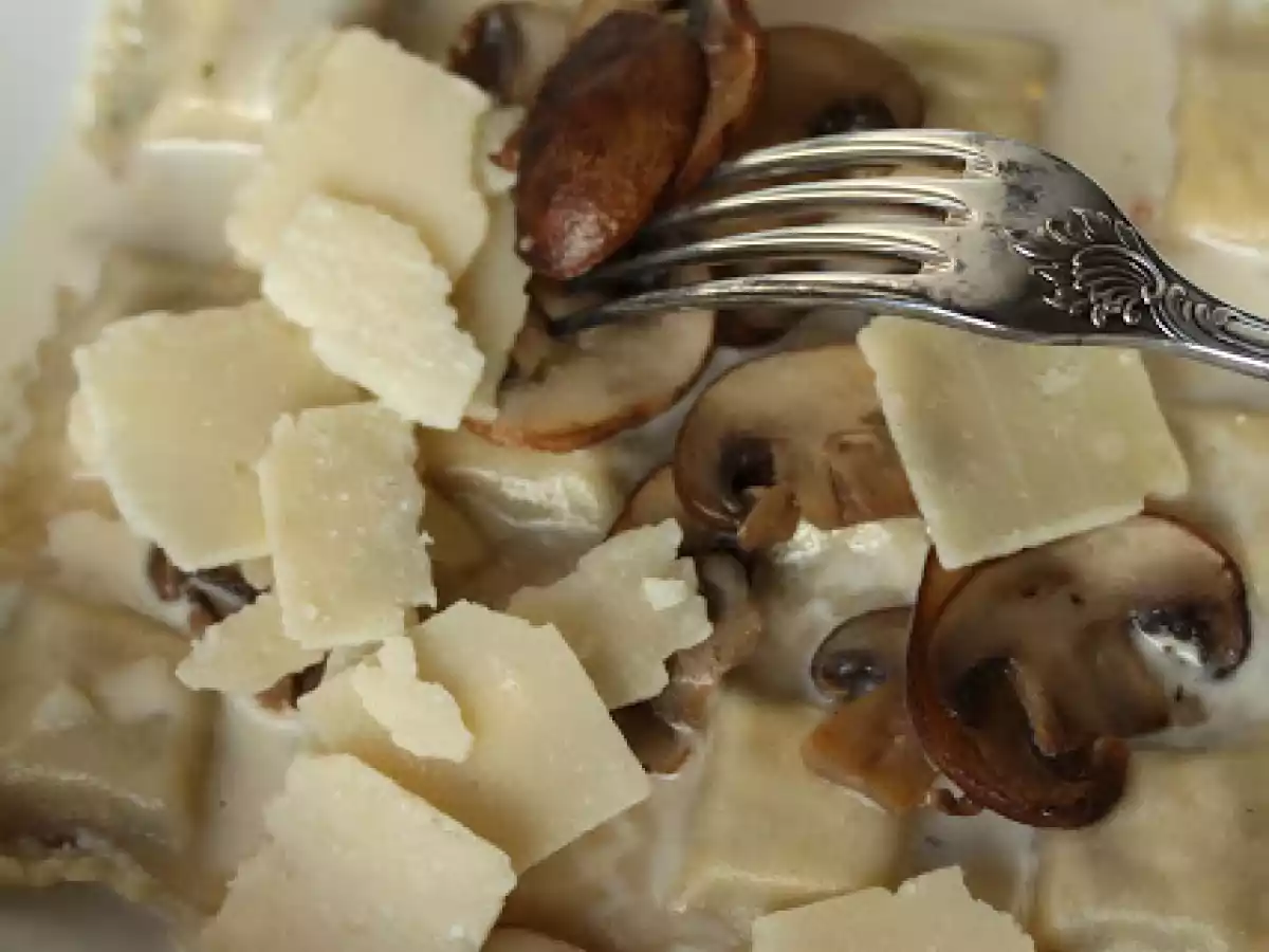 Ravioles aux champignons et au bacon