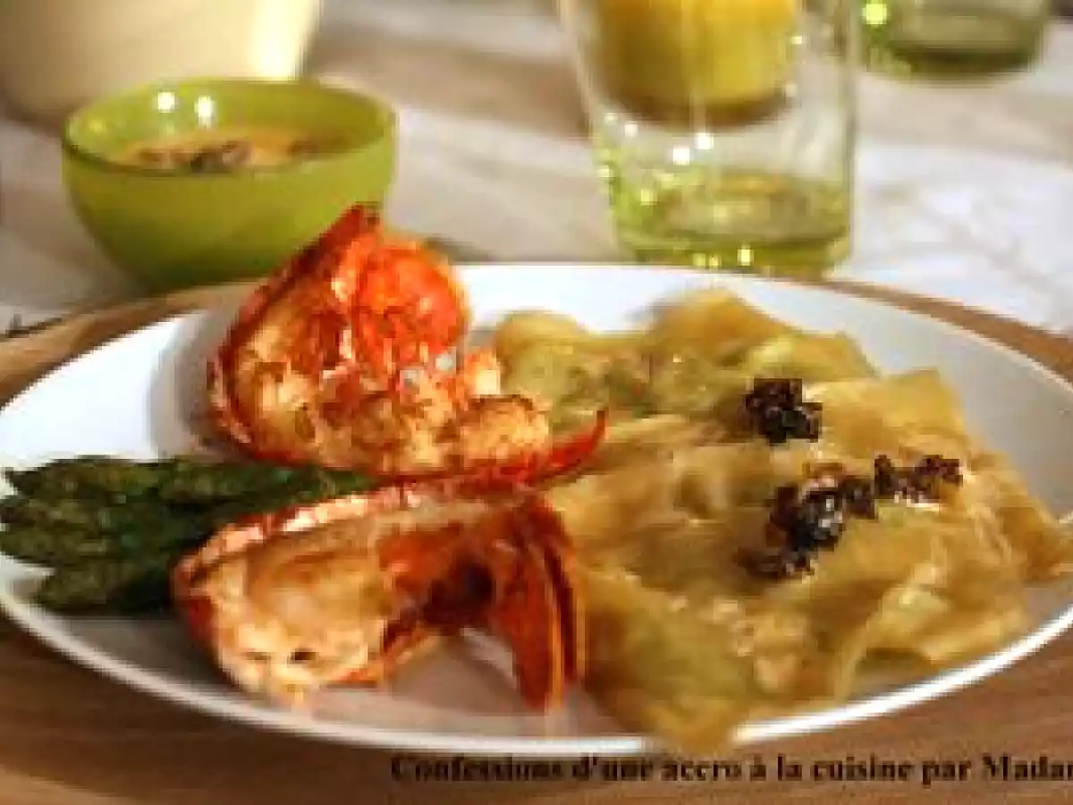 Ravioles d'asperges au lard et parmesan, crème aux morilles - photo 3