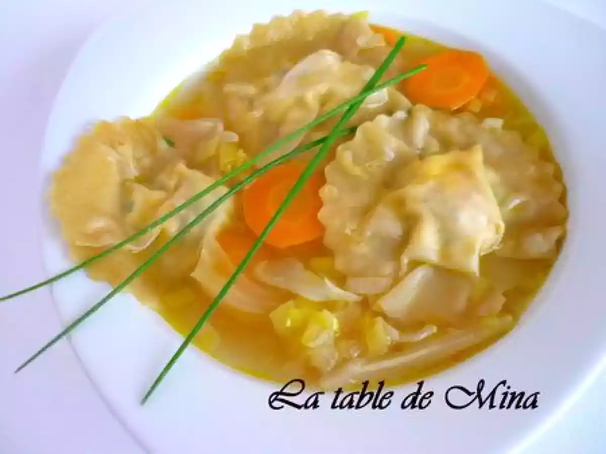 Ravioles de chèvre et ricotta, bouillon de lègumes - photo 2